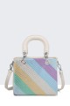 Multicoloured synthetic handbag with rhinestones 11060-BV : colour:Beige