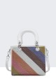 Multicoloured synthetic handbag with rhinestones 11060-BV : colour:White