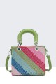 Multicoloured synthetic handbag with rhinestones 11060-BV : colour:Green