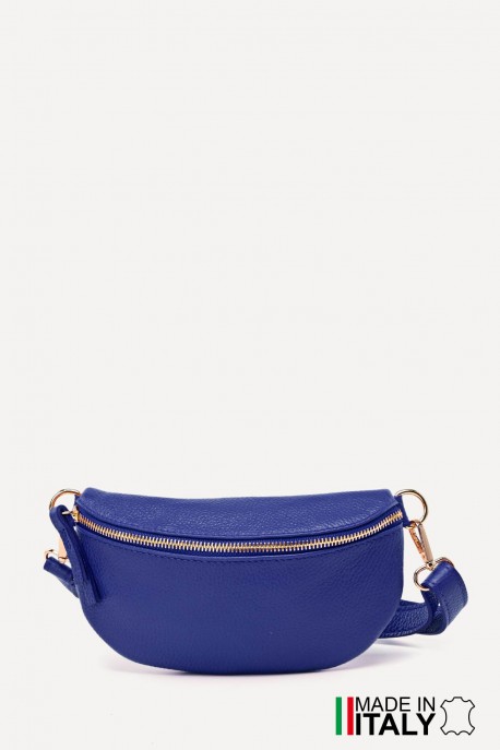 Sac banane bandoulière en cuir ZE-9009 : Couleurs:D22 - Bleu roi