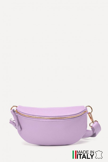 Sac banane bandoulière en cuir ZE-9009 : Couleurs:D55 - Lilas