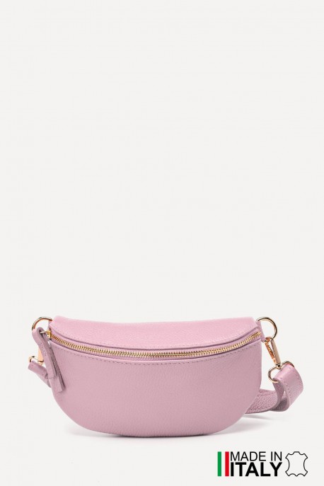 Sac banane bandoulière en cuir ZE-9009 : Couleurs:D13 - Rose Poudr&eacute;