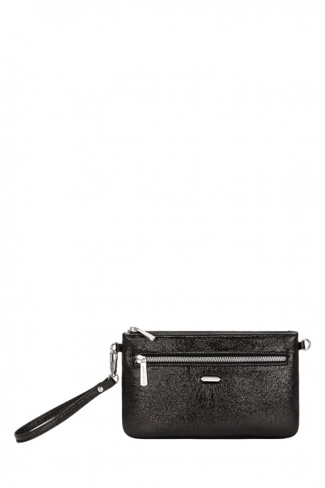DAVID JONES CM7054 Metallic shoulder clutch bag : colour:Black
