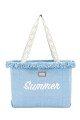 DAVID JONES CM7066 Textile Large Shopping Bag | Beach Bag : colour:Blue