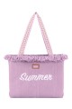 DAVID JONES CM7066 Textile Large Shopping Bag | Beach Bag : colour:Purple
