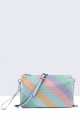 Multicoloured synthetic Clutch bag shoulder strap with rhinestones 11061-BV : colour:Blue
