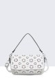 28618-BV Synthetic perforated pattern Handbag Shoulder Bag : colour:White