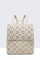28619-BV Synthetic perforated pattern Convertible Backpack Shoulder Bag : colour:Beige