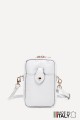 Grained Leather crossbody clutch bag phone size ZE-9013-G : colour:White