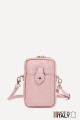 Grained Leather crossbody clutch bag phone size ZE-9013-G : colour:Rose Poudrée