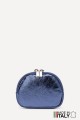 Metallic leather round brioche wallet M35 : Colors:Steel blue