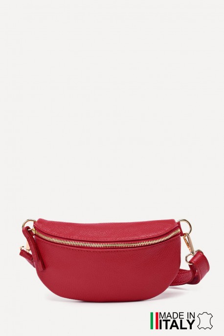 Sac banane bandoulière en cuir ZE-9009 : Couleurs:D58 - Rouge