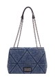 David Jones Quilted denim handbag with sliding shoulder strap 7050-1 : colour:Jean