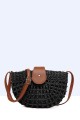 8947-1-BV-24 Shoulder bag made of woven paper straw : colour:Black