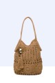 8960-BV-24 Handbag made of crocheted : colour:Khaki