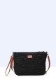 8990-BV-24 Shoulder bag made of paper straw crocheted : colour:Black