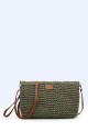 8990-BV-24 Shoulder bag made of paper straw crocheted : colour:Green