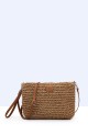 8990-BV-24 Shoulder bag made of paper straw crocheted : colour:Light khaki
