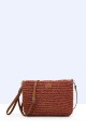 8990-BV-24 Shoulder bag made of paper straw crocheted : colour:Rouge foncé