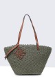 9062-BV-24 Woven Basket Handbag : colour:Green