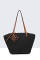 9062-BV-24 Woven Basket Handbag : colour:Black