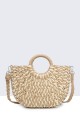 9068-1-BV-24 Half-round crocheted paper straw handbag : colour:Beige