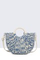 9068-1-BV-24 Half-round crocheted paper straw handbag : colour:Blue