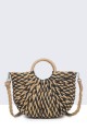 9068-1-BV-24 Half-round crocheted paper straw handbag : colour:Black