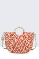 9068-1-BV-24 Half-round crocheted paper straw handbag : colour:Orange