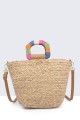 G8836-BV Raffia handbag with rigid handle : colour:Multicolor-1