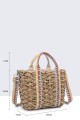 G8837-BV Raffia handbag with patterned textile handle