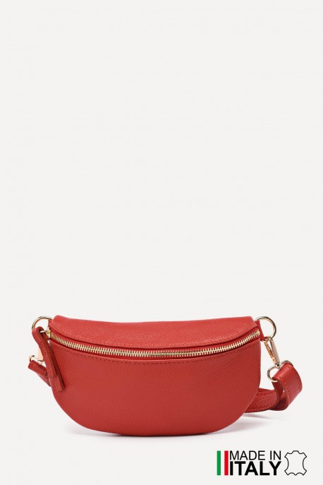 Sac banane bandoulière en cuir ZE-9009 : Couleurs:D61 - Brique