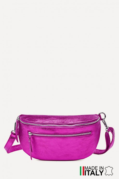 Metallic Leather fanny pack ZE-9004-MT : Colors:Magenta (L-538)