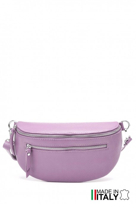 Sac banane bandoulière en cuir ZE-9004 : Couleurs:D55 - Lilas