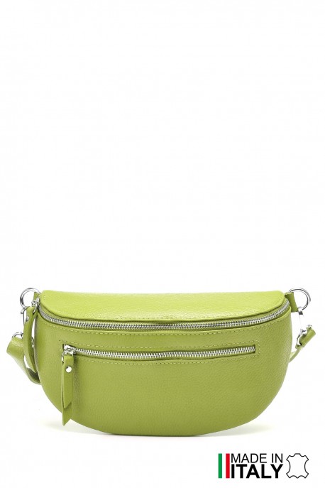 Sac banane bandoulière en cuir ZE-9004 : Couleurs:D12 - Vert avocat