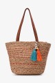 CL13071 Woven Basket Handbag : colour:Brown
