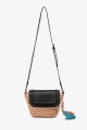 CL13074 Woven raffia shoulder bag : colour:Black
