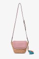 CL13074 Woven raffia shoulder bag : colour:Pink