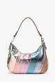 Multicolors metallic synthetic handbag M-7055 : colour:Champagne
