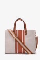 Striped jute canvas handbag 188-98 : colour:Cognac