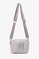 Jute canvas shoulder bag with stripe pattern 188-99 : colour:Silver