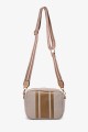 Jute canvas shoulder bag with stripe pattern 188-99 : colour:Gold