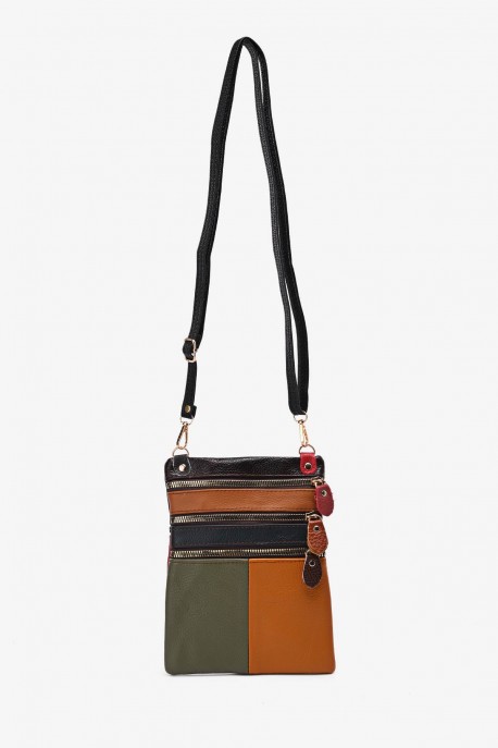 KJ86723 Multicoloured split leather shoulder bag