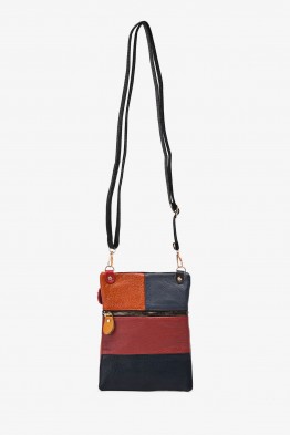 KJ86723 Multicoloured split leather shoulder bag