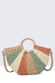8020-BV-24 Half-round crocheted paper straw handbag : colour:Brick (Teja)