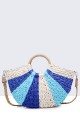 8020-BV-24 Half-round crocheted paper straw handbag : colour:Blue
