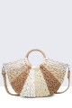 8020-BV-24 Half-round crocheted paper straw handbag : colour:Camel