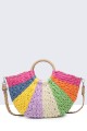 8020-BV-24 Half-round crocheted paper straw handbag : colour:Fuchsia
