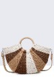 8020-BV-24 Half-round crocheted paper straw handbag : colour:Brown
