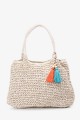 CL13081 Crocheted paper straw handbag / Beach bag : colour:Beige